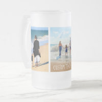 Your Photo Collage Glass Beer Mug with Custom Text
