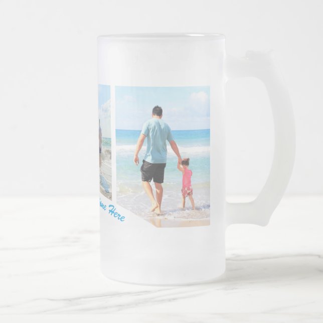 Your Photo Collage Glass Beer Mug with Custom Text (Right)