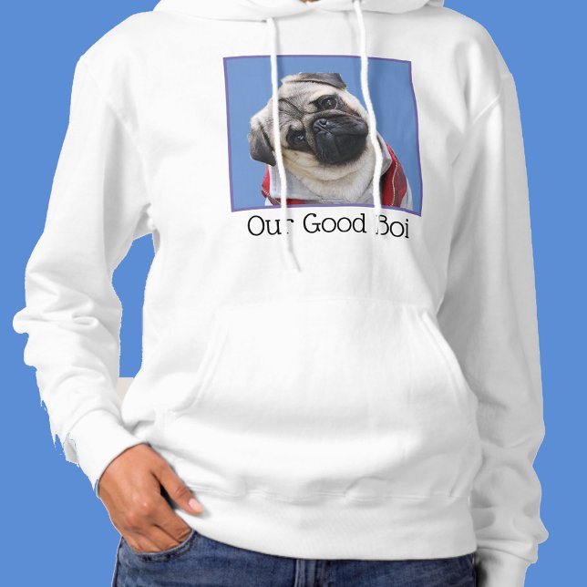 YOUR Photo Colour Size Text Dog Pug Puppy Face Mum Hoodie (Creator Uploaded)