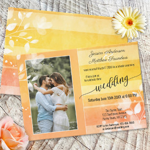 Your Photo Colourful Striped Script After Wedding Invitation