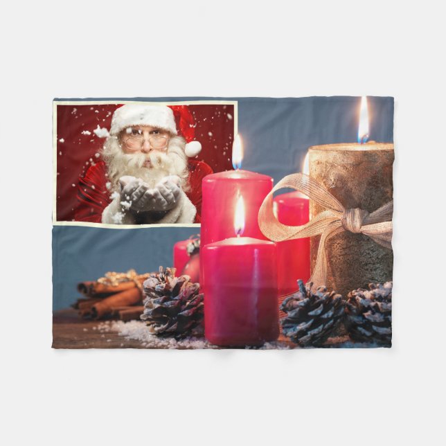 YOUR PHOTO custom Christmas fleece blanket (Front (Horizontal))