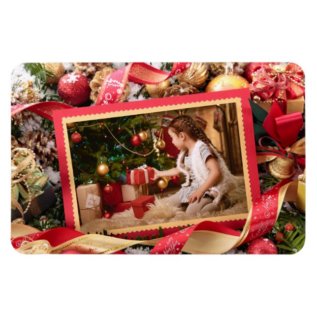 YOUR PHOTO custom Christmas magnet (Horizontal)
