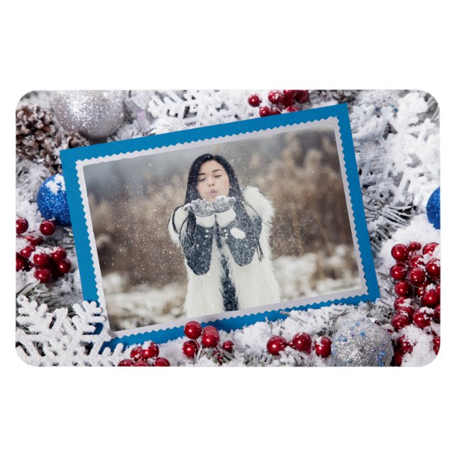 YOUR PHOTO custom Christmas magnet (Horizontal)