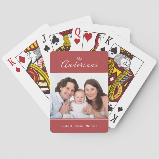 Your Photo Custom Name Red Playing Cards (Back)