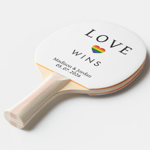 YOUR PHOTO & Custom Names / Text Rainbow LOVE Ping Pong Paddle