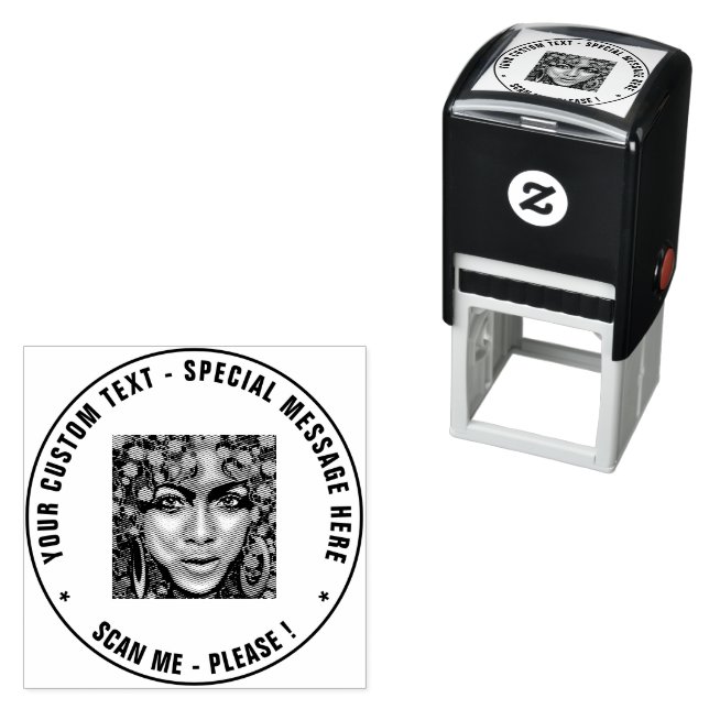 Your Photo Custom Text Address Self-inking Stamp (In Situ)