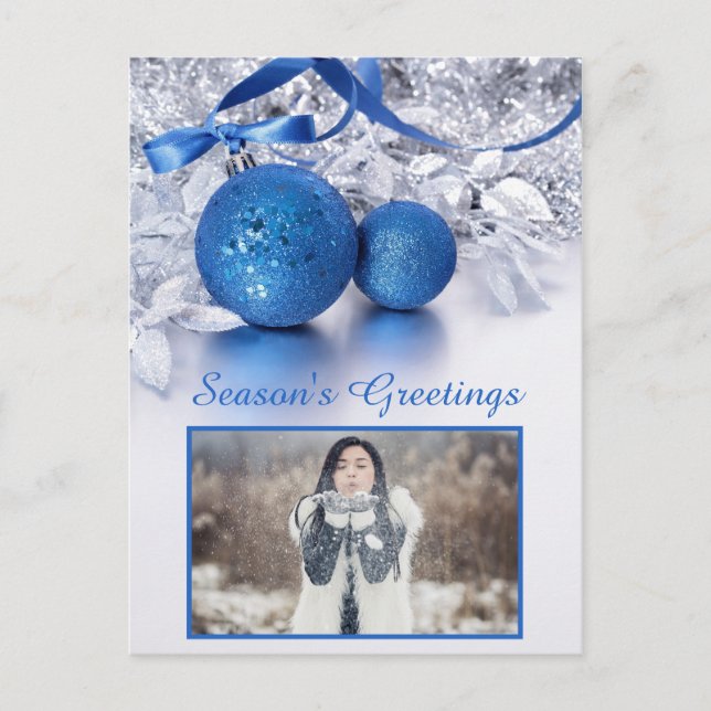 YOUR PHOTO custom text Christmas postcard (Front)