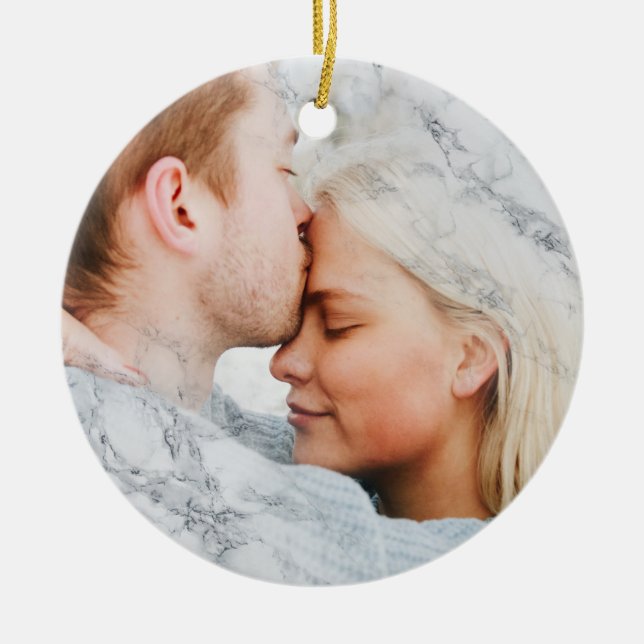 Your Photo Custom White Marble Ceramic Tree Decoration (Front)