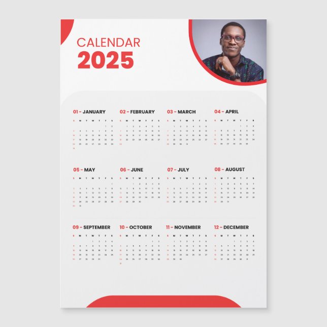Your Photo Customisable 2025 Calendar Magnet (Front)