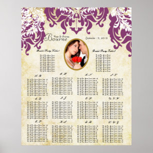 Your Photo Damask Seating Chart Alphabetical