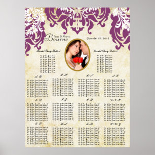 Your Photo Damask Seating Chart Alphabetical