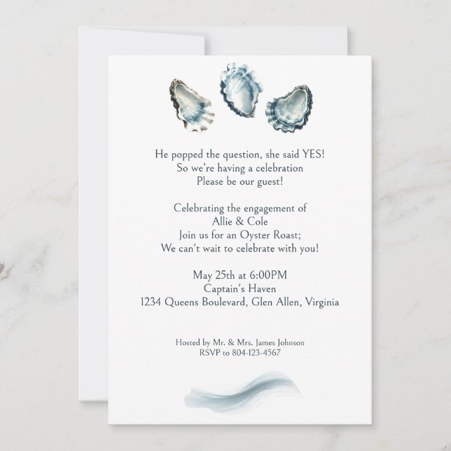 Your Photo Elegant Oyster Roast Engagement Party Invitation (Front)