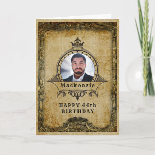 Your Photo Elegant Vintage Any Age Name Birthday Card