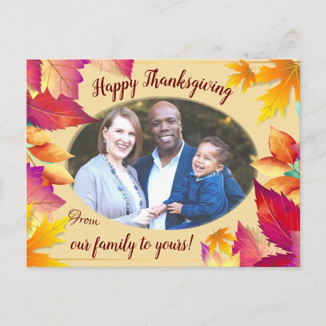 Your Photo Family Thanksgiving Holiday Postcard (Front)