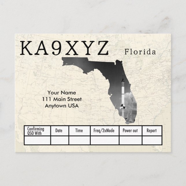 Your Photo Florida Shaped Cutout Custom QSL Postcard (Front)