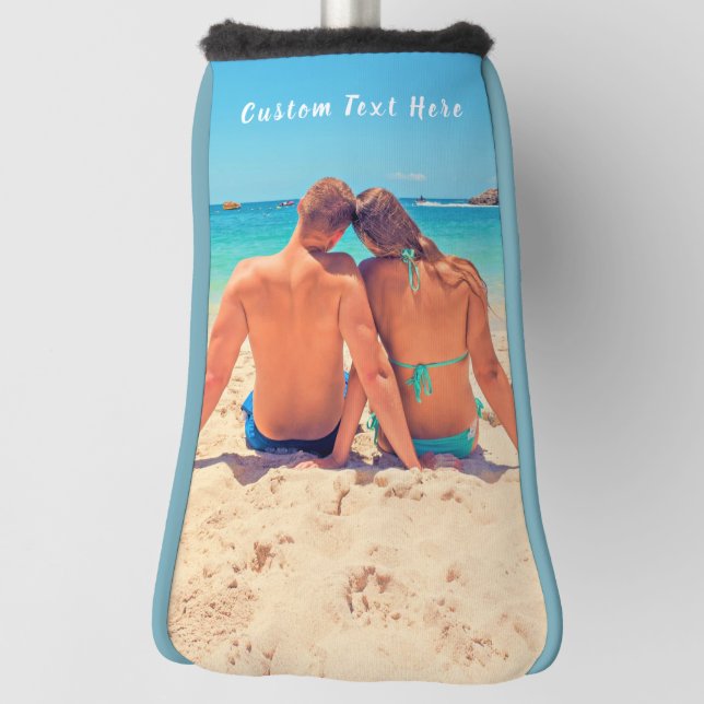 Your Photo Golf Head Cover Gift with Custom Text (Rotate 90)