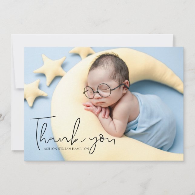  Your Photo Handwritten Baby Shower Thank You   (Front)