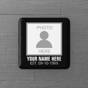 Your Photo Here Name and Age 15 Cm Square Badge
