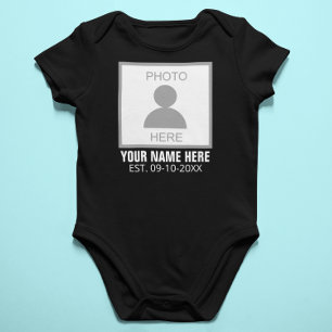 Your Photo Here Name and Age Baby Bodysuit