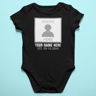Your Photo Here Name and Age Baby Bodysuit