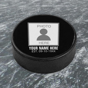 Your Photo Here Name and Age Hockey Puck