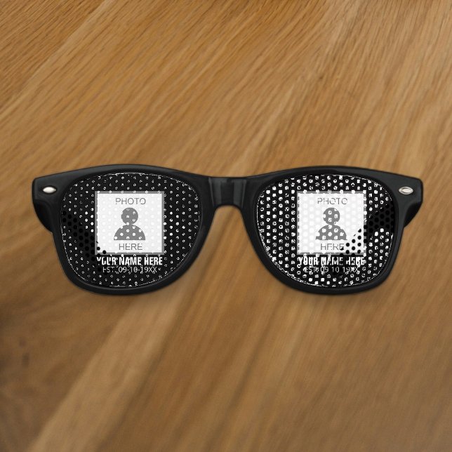 Your Photo Here Name and Age Retro Sunglasses (Creator Uploaded)