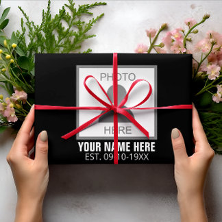 Your Photo Here Name and Age Wrapping Paper Sheet