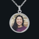 "Your photo here" personalised photo stylish round Sterling Silver Necklace<br><div class="desc">Keep your loved ones close to your heart with this stunning sterling silver personalised photo charm necklace. This necklace comes in small and medium sizes as well as both square and circle shapes. You can order this necklace in your choice of sterling silver, silver plated, or gold finish metals. Makes...</div>