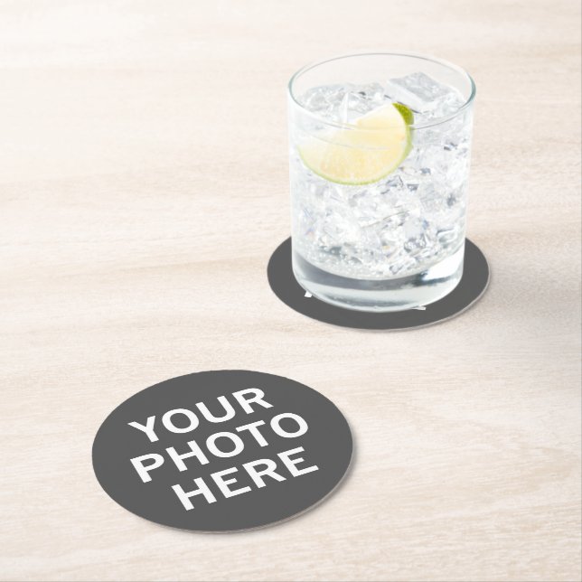 Your Photo Here Round Paper Coaster (Insitu)