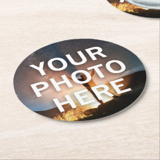 Your Photo Here Round Paper Coaster