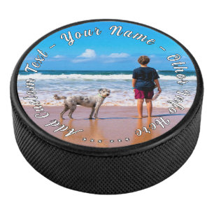 Your Photo Hockey Puck Gift with Custom Text Name