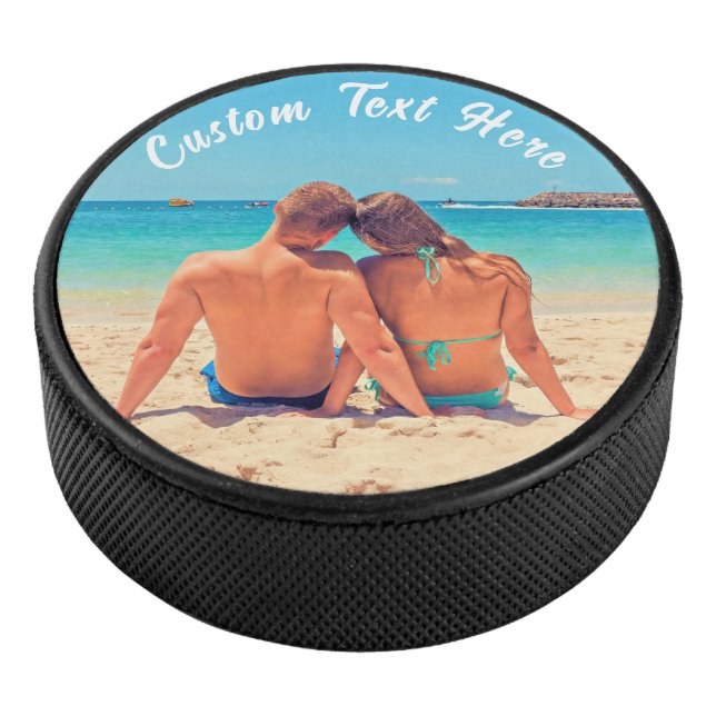 Your Photo Hockey Puck with Custom Text (3/4)