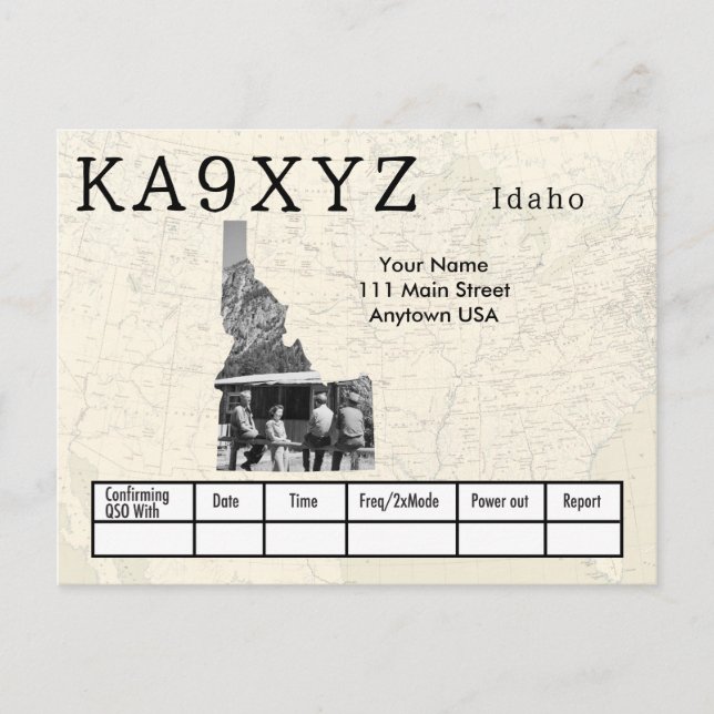 Your Photo Idaho Shaped Cutout Custom QSL Postcard (Front)