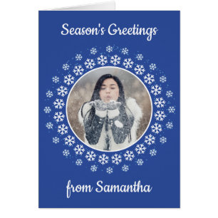 YOUR PHOTO in a Snowflake Frame custom card