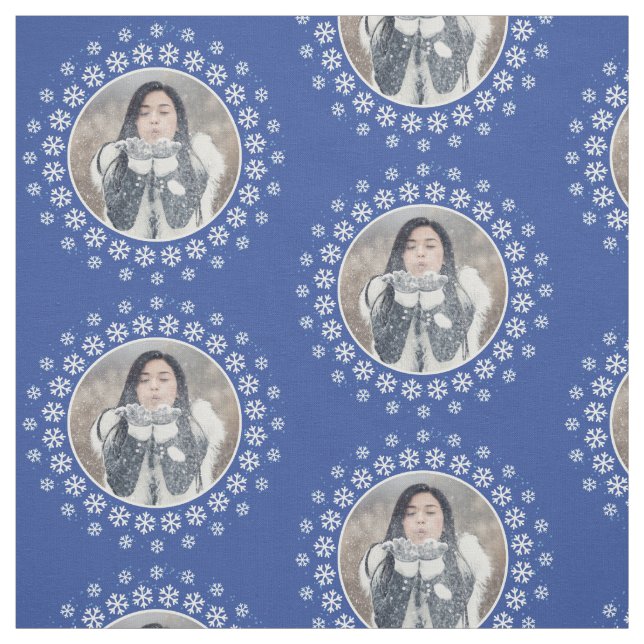 YOUR PHOTO in a Snowflake Frame custom fabric (Swatch)