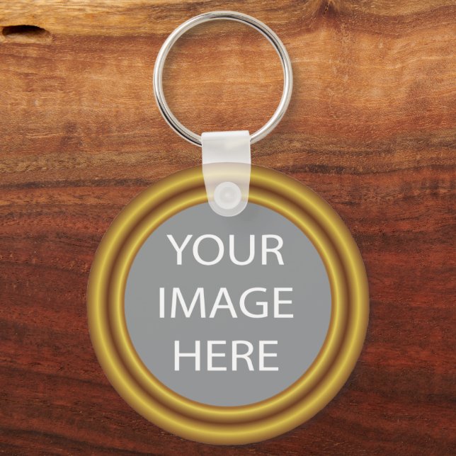 Your photo in elegant gold frame key ring (Front)