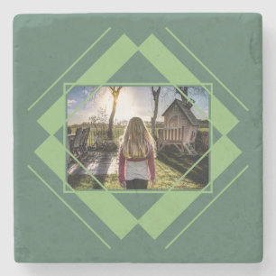 YOUR PHOTO in Geometric Pattern stone coasters