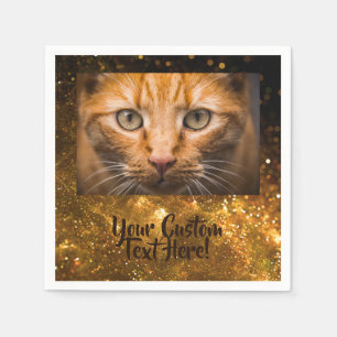 YOUR Photo in Glitter custom text paper napkins