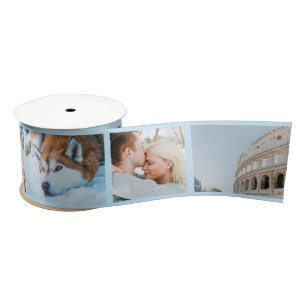 Your Photo Keepsake Custom Modern Light Blue Satin Ribbon