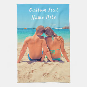 Your Photo Kitchen Towel with Custom Text