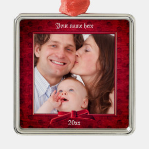 Your Photo   Lux Red Textured Picture Frame Metal Tree Decoration
