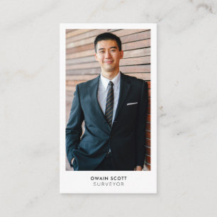 Your photo, minimal modern white frame colour business card