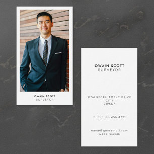 Your photo, minimal modern white frame colour business card