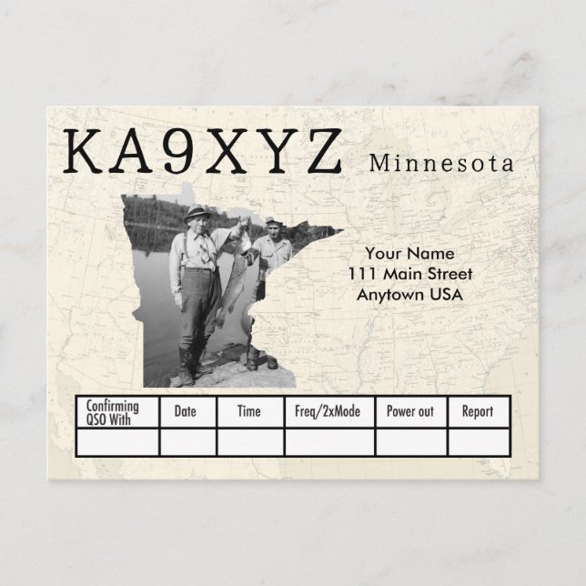 Your Photo Minnesota Shaped Cutout Custom QSL Postcard (Front)