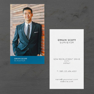 Your photo, modern blue title business card