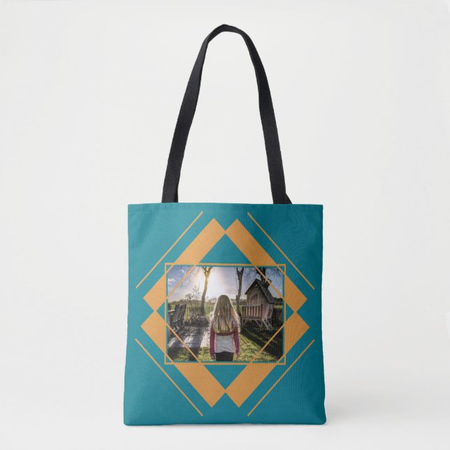 YOUR Photo & Monogram Geometric Pattern bags (Front)