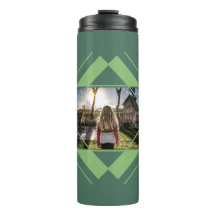 YOUR Photo & Monogram Geometric Pattern tumbler