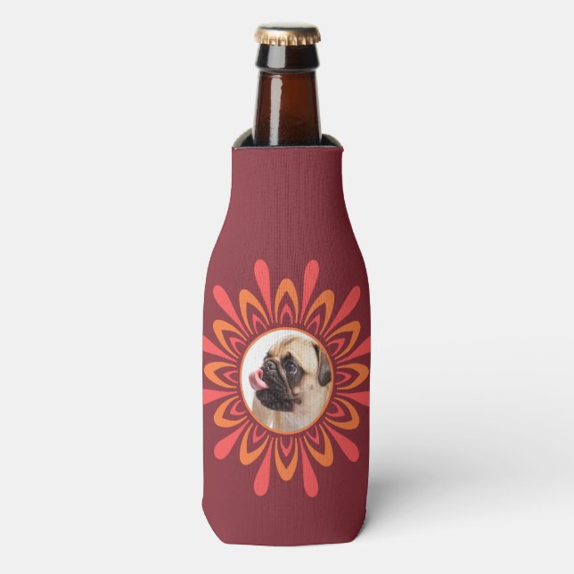 YOUR PHOTO & MONOGRAM Stylised Sun bottle cooler (Bottle Front)