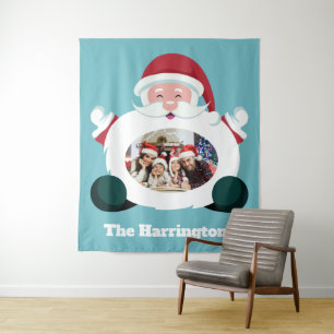 YOUR Photo & Name custom Santa tapestry