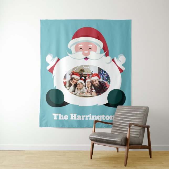 YOUR Photo & Name custom Santa tapestry (In Situ)